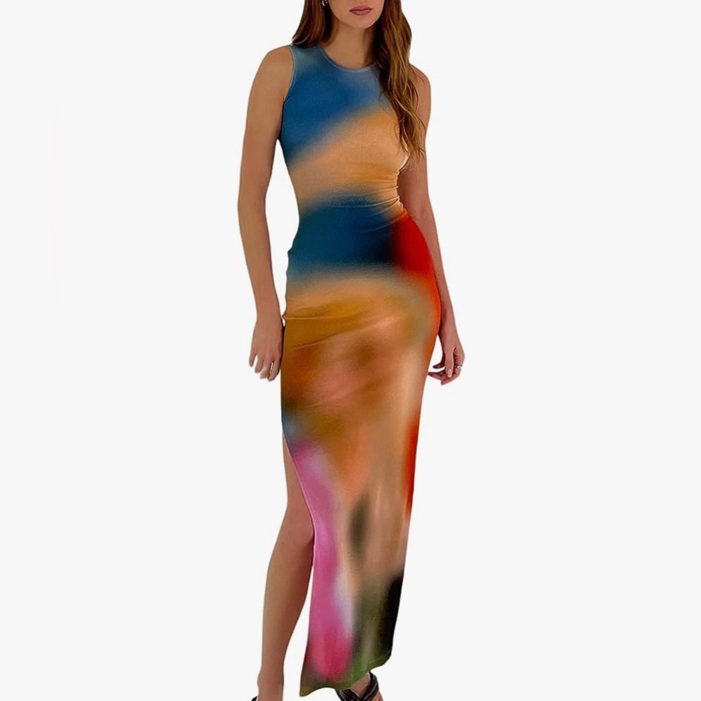 Body con tye die maxi dress